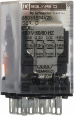 Miniature Relay 4PDT 8A 120V AC, Low Voltage, Hermetically Sealed