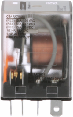 Miniature Relay DPDT 1 HP at 277 VAC 15A Resistive 24 VAC Coil