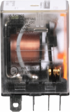 Miniature Plug-In Relay, 1 HP at 277 VAC, 15A Resistive, DPDT