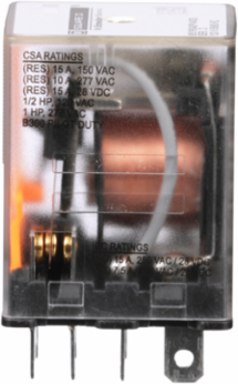 Miniature Plug-In Relay, 1 HP at 277 VAC, 15A Resistive, DPDT