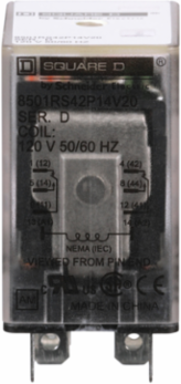 Miniature Plug-In Relay, 1 HP at 277 VAC, 15A Resistive, DPDT
