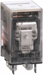 Miniature Plug-In Relay, 1 HP at 277 VAC, 15A Resistive, DPDT