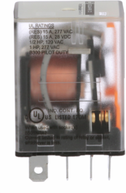 Miniature Relay, DPDT, 15A at 120V AC, 1HP at 277V AC, Nonreplaceable Coil