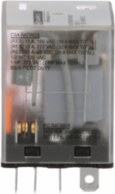 Miniature Plug-in Relay, 1 HP at 277 VAC, 15A, 3PDT, 120 VAC Coil