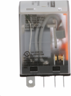 Miniature Plug-in Relay, 1 HP at 277 VAC, 15A, 3PDT, 120 VAC Coil