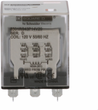 Miniature Plug-in Relay, 1 HP at 277 VAC, 15A, 3PDT, 120 VAC Coil