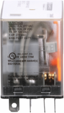 Miniature Relay, 1 HP at 277 VAC, 15A Res at 120 VAC, 4PDT