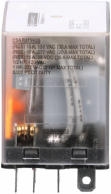 Miniature Plug-in Relay 1 HP 277 VAC, 15A Resistive, 24 VAC Coil, 4PDT