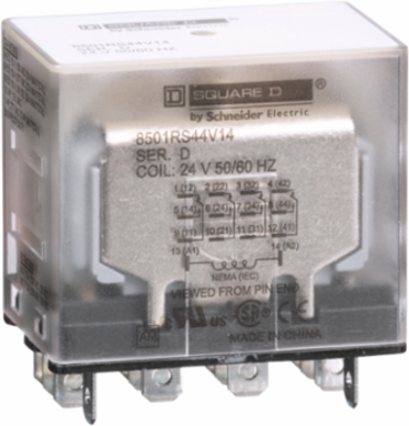 Miniature Plug-in Relay 1 HP 277 VAC, 15A Resistive, 24 VAC Coil, 4PDT