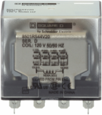 Miniature Plug-in Relay 1 HP at 277 VAC, 15A, 4PDT Contacts