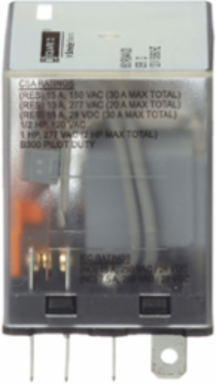 Miniature Plug-in Relay 1 HP at 277 VAC, 15A, 4PDT Contacts