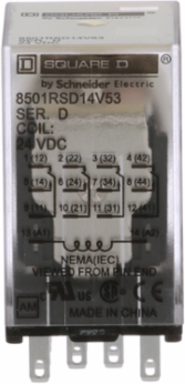 Miniature Relay 0.5 HP at 277 VAC, 24 VDC Coil, 4PDT