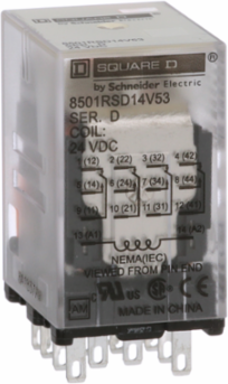 Miniature Relay 0.5 HP at 277 VAC, 24 VDC Coil, 4PDT