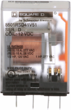 ectric 8501RSD41 Miniature Plug-In Relay, SPDT, 12V DC Coil, 1 HP at 277VAC