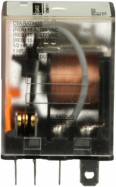 Miniature Plug-In Relay, DPDT, 1 HP at 277 VAC, 15A at 120 VAC, 12 VDC