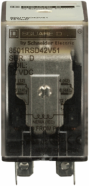 Miniature Plug-In Relay, DPDT, 1 HP at 277 VAC, 15A at 120 VAC, 12 VDC