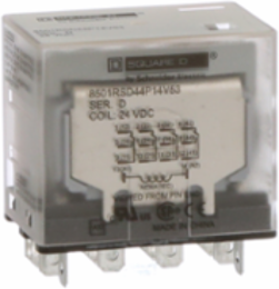 Plug in relay, Type R, miniature, 1 HP at 277 VAC, 15A resistive at 120 VAC, 14 blade, 4PDT, 4 NO, 4 NC, 24 VDC coil