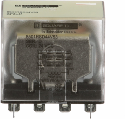 Miniature Relay, 1HP at 277VAC, 15A Resistive, 4PDT Contacts