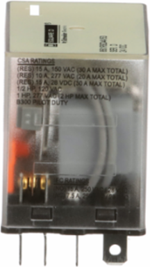 Miniature Relay, 1HP at 277VAC, 15A Resistive, 4PDT Contacts
