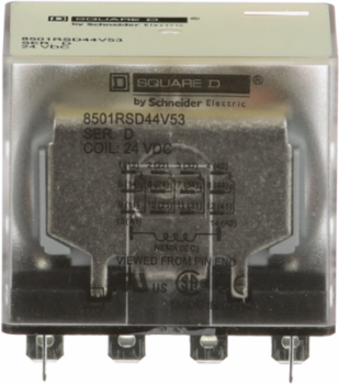 Miniature Relay, 1HP at 277VAC, 15A Resistive, 4PDT Contacts