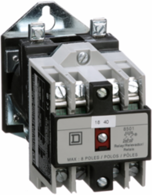 NEMA Control Relay, 10A at 600 VAC, 2 NO Contacts, 24 VDC Coil