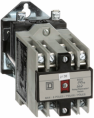 NEMA Control Relay, 10A at 600VAC, 6 NO Contacts, 115/125VDC Coil