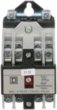 NEMA Control Relay, 10A at 600VAC, 8 NO Contacts, 115/125V DC Coil
