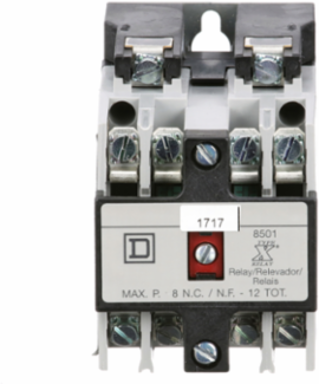 NEMA Control Relay, 10A, 220/240V AC Coil, 2 NO Contacts, Mercury Free