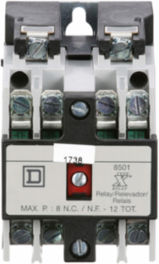 NEMA Control Relay, 10A 24V AC Coil, 4 NO Contacts, 2.23 Inch Width