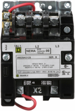 NEMA Size 00 Non-Reversing Contactor 9A 3HP 120VAC Open