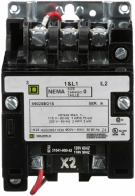 NEMA Contactor Type S Size 0 18A 2HP 120VAC Coil 2 Pole Open