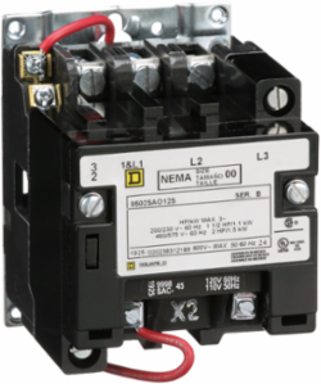 NEMA Contactor Type S Size 0 18A 2HP 120VAC Coil 2 Pole Open