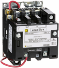 NEMA Size 1 Non-reversing Contactor, 27A, 10HP, 3 Pole, 120VAC