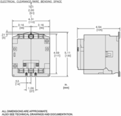 NEMA Size 2 Contactor, 45A, 25HP at 575VAC, 3 Pole, Open Device