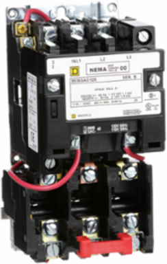 NEMA Motor Starter Size 00, 9A, 2HP 460V, 3 Phase, Open Device