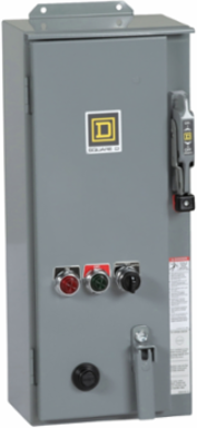 NEMA combination starter, Type S, 30A fusible disconnect, Size 1, 27A, melting alloy overload, 120VAC coil, NEMA 3R/12 [TAA]