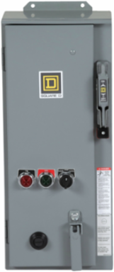 NEMA combination starter, Type S, 30A fusible disconnect, Size 1, 27A, melting alloy overload, 120VAC coil, NEMA 3R/12 [TAA]