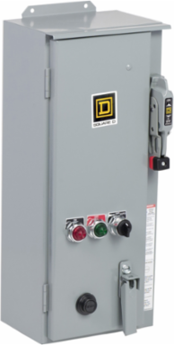 NEMA combination starter, Type S, 30A fusible disconnect, Size 1, 27A, melting alloy overload, 120VAC coil, NEMA 3R/12 [TAA]
