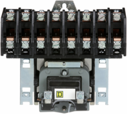 Contactor, Type L, multipole lighting, electrically held, 30A, 8 pole, 600 V, 110/120 VAC 50/60 Hz coil, open style [TAA]