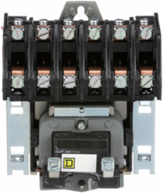 Contactor, Type L, multipole lighting, electrically held, 30A, 6 pole, 600 V, 347 VAC 60 Hz coil, open style [TAA]