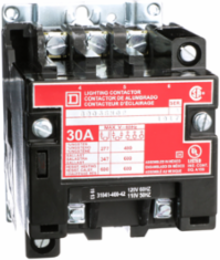 Electrically Held Lighting Contactor, 30A, 3 Pole, 110/120VAC