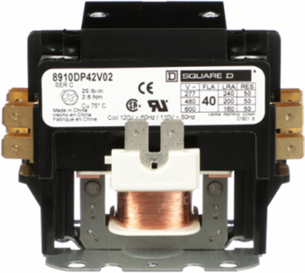 Definite Purpose Contactor, 40A, 2 Pole, 110/120V AC Coil