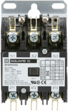 Definite Purpose Contactor 30A 3-Pole 20HP 575VAC
