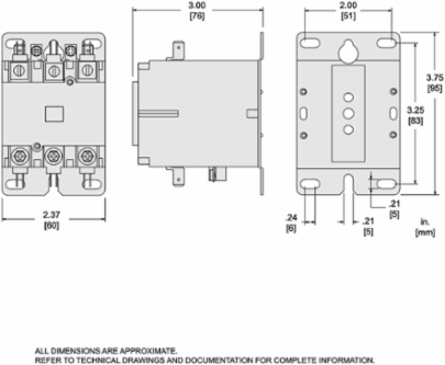 Definite Purpose Contactor, 30A, 3 Pole, 20HP at 575VAC, 24VAC Coil