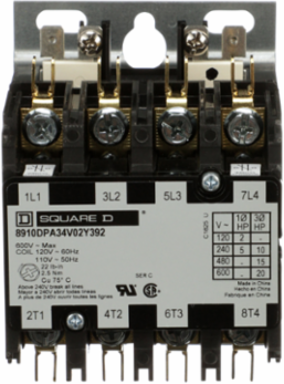 Definite Purpose Contactor 30A 4 Pole 20HP 575VAC 110/120VAC Coil