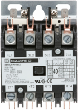 Definite Purpose Contactor 40A 4 Pole 25HP at 575VAC 3 Phase