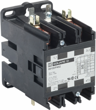 Definite Purpose Contactor, 50A, 2 Pole, 10HP at 230VAC, 24V AC Coil