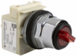 Illuminated Selector Switch Head, 30mm, Red, 2 Positions, Metal, 110-120V