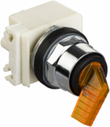 Illuminated Selector Switch, 30mm Amber Long Handle, LED Yellow