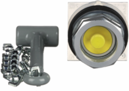 Emergency Stop Button, 30mm, Metal, Yellow, Break Glass Hammer